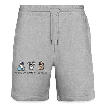 No one can reach us the Water - Stanley/Stella Trainer Unisex Organic Jogging Shorts - heather grey - Front - Nik (191cm) & Marisol (170cm)
