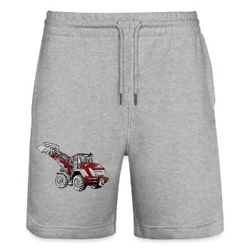 Industrie des excavatrices rouges - Short de jogging bio TRAINER Stanley/Stella unisexe - gris chiné - Devant - Nik (191cm) & Marisol (170cm)