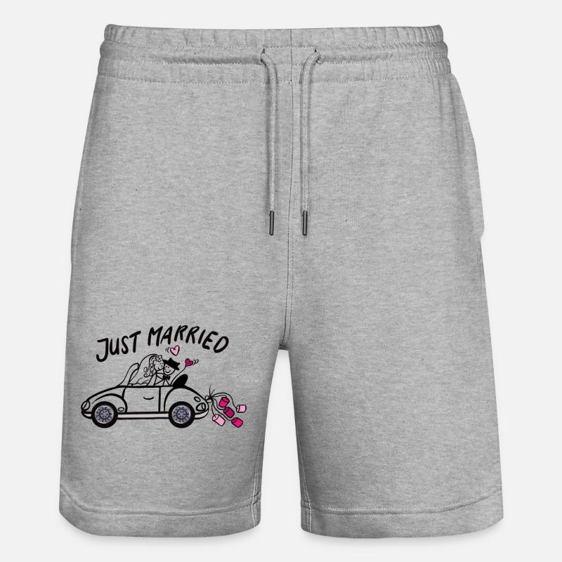 Voiture de mariage amoureuse des cœurs - Short de jogging bio TRAINER Stanley/Stella unisexe - gris chiné