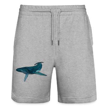 Baleine à bosse blanche - Short de jogging bio TRAINER Stanley/Stella unisexe - gris chiné - Devant - Nik (191cm) & Marisol (170cm)