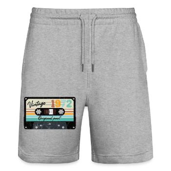 Retro 1972 Vintage Cassette Tape Design - Stanley/Stella Trainer Unisex Organic Jogging Shorts - heather grey - Front - Nik (191cm) & Marisol (170cm)