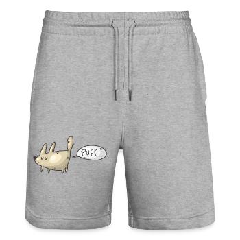 Conception de chien drôle de chien qui pète - Short de jogging bio TRAINER Stanley/Stella unisexe - gris chiné - Devant - Nik (191cm) & Marisol (170cm)