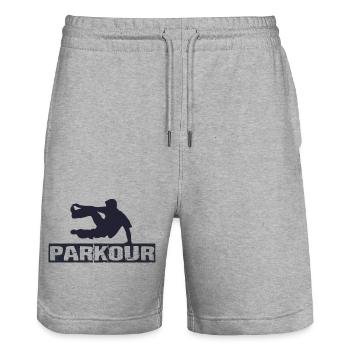 Parkour - Stanley/Stella Trainer Unisex Organic Jogging Shorts - heather grey - Front - Nik (191cm) & Marisol (170cm)