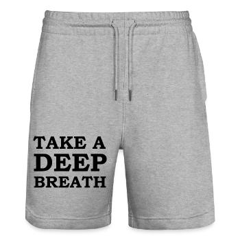 deep breath atmen atmung apnoe Meditation Spruch - Stanley/Stella Unisex Bio Joggingshorts Trainer  - Grau meliert - Vorne - Nik (191cm) & Marisol (170cm)