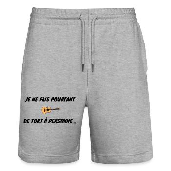 La mauvaise réputation Brassens - Short de jogging bio TRAINER Stanley/Stella unisexe - gris chiné - Devant - Nik (191cm) & Marisol (170cm)