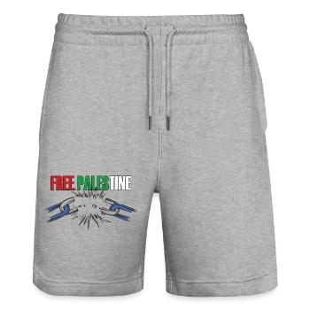 Symbole de rupture de chaîne de la Palestine gratuite - Short de jogging bio TRAINER Stanley/Stella unisexe - gris chiné - Devant - Nik (191cm) & Marisol (170cm)