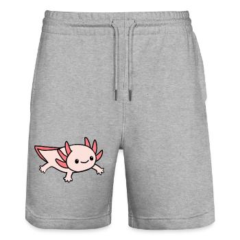 Axolotl pnk rose - Stanley/Stella Trainer Unisex Organic Jogging Shorts - heather grey - Front - Nik (191cm) & Marisol (170cm)