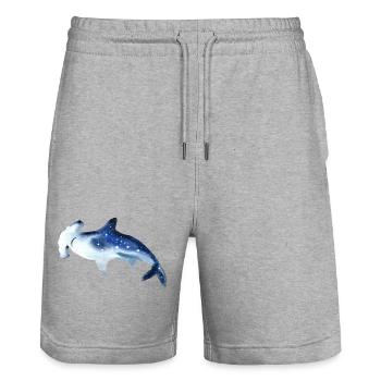 Hammerhead Shark Watercolor Watercolor Shirt - Stanley/Stella Trainer Unisex Organic Jogging Shorts - heather grey - Front - Nik (191cm) & Marisol (170cm)