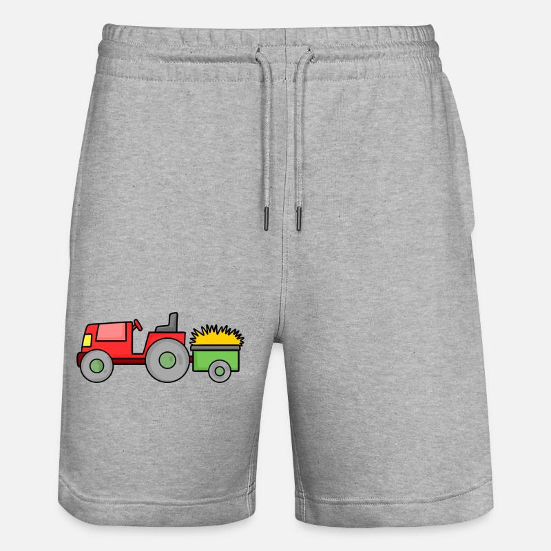 Traktor mit Anhänger - Stanley/Stella Unisex Bio Joggingshorts Trainer  - Grau meliert