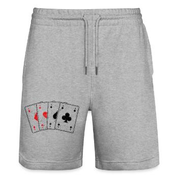 Carreaux coeur de pique---a jeu de cartes poker professionnel - Short de jogging bio TRAINER Stanley/Stella unisexe - gris chiné - Devant - Nik (191cm) & Marisol (170cm)