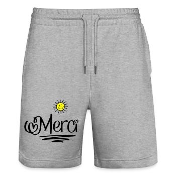 Merci - Short de jogging bio TRAINER Stanley/Stella unisexe - gris chiné - Devant - Nik (191cm) & Marisol (170cm)