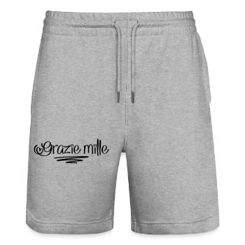 Merci, merci - Short de jogging bio TRAINER Stanley/Stella unisexe - gris chiné - Devant - Nik (191cm) & Marisol (170cm)