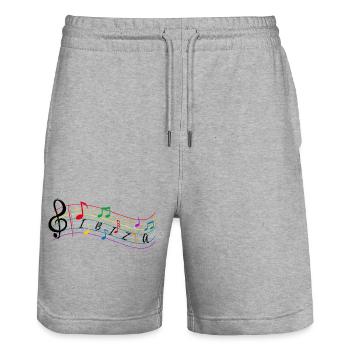 Noten ibiza - Noten für Musik - Kook Art - Stanley/Stella Unisex Bio Joggingshorts Trainer  - Grau meliert - Vorne - Nik (191cm) & Marisol (170cm)
