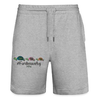Familienausflug - Stanley/Stella Unisex Bio Joggingshorts Trainer  - Grau meliert - Vorne - Nik (191cm) & Marisol (170cm)