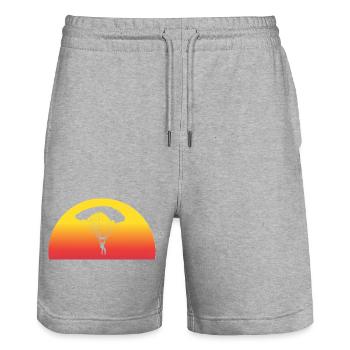 Saut en parachute aventureux au coucher du soleil - Short de jogging bio TRAINER Stanley/Stella unisexe - gris chiné - Devant - Nik (191cm) & Marisol (170cm)
