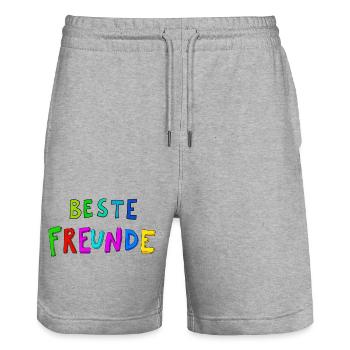 Beste Freunde Farbexplosion - Stanley/Stella Unisex Bio Joggingshorts Trainer  - Grau meliert - Vorne - Nik (191cm) & Marisol (170cm)