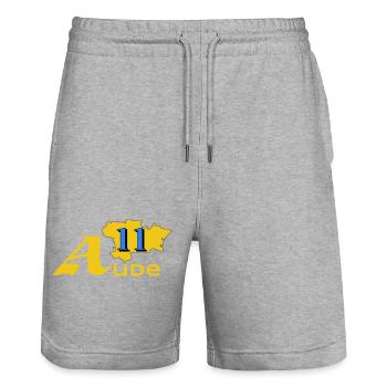 Aude - Stanley/Stella Trainer Unisex Organic Jogging Shorts - heather grey - Front - Nik (191cm) & Marisol (170cm)
