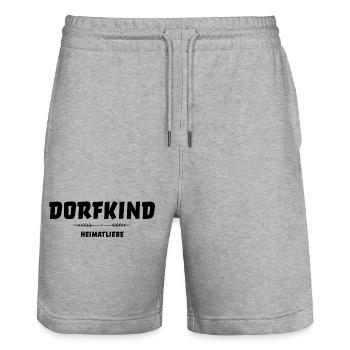 DORFKIND - HEIMATLIEBE - Stanley/Stella Unisex Bio Joggingshorts Trainer  - Grau meliert - Vorne - Nik (191cm) & Marisol (170cm)