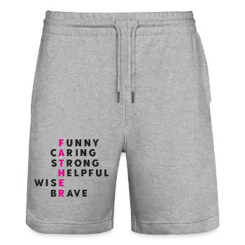 Bester Papa aller Zeiten. Der beste Vater der Welt. - Stanley/Stella Unisex Bio Joggingshorts Trainer  - Grau meliert - Vorne - Nik (191cm) & Marisol (170cm)
