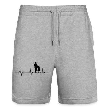 Père Et Fille Rythme Cardiaque Cadeau - Short de jogging bio TRAINER Stanley/Stella unisexe - gris chiné - Devant - Nik (191cm) & Marisol (170cm)
