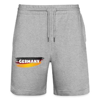 Germany Pinselstrich Flagge Fahne Heimatliebe - Stanley/Stella Unisex Bio Joggingshorts Trainer  - Grau meliert - Vorne - Nik (191cm) & Marisol (170cm)
