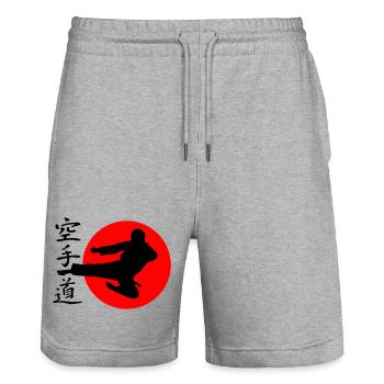 Karaté Yokotobigeri - Short de jogging bio TRAINER Stanley/Stella unisexe - gris chiné - Devant - Nik (191cm) & Marisol (170cm)