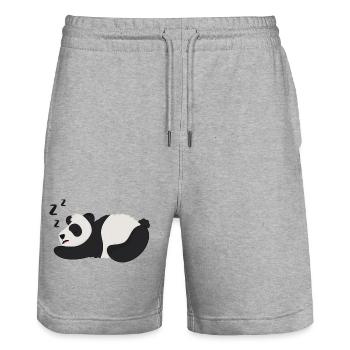 Panda Panda Bear - Stanley/Stella Trainer Unisex Organic Jogging Shorts - heather grey - Front - Nik (191cm) & Marisol (170cm)