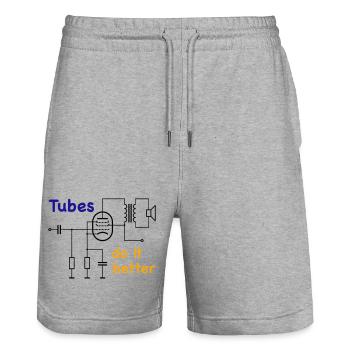 Tubes do it better, sombre - Short de jogging bio TRAINER Stanley/Stella unisexe - gris chiné - Devant - Nik (191cm) & Marisol (170cm)