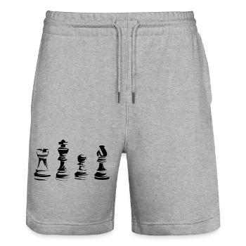 chess chess pieces symbols player club club vector - Stanley/Stella Trainer Unisex Organic Jogging Shorts - heather grey - Front - Nik (191cm) & Marisol (170cm)
