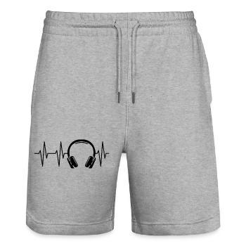 Kopfhörer Musik Herzschlag Puls DJ Illustration - Stanley/Stella Unisex Bio Joggingshorts Trainer  - Grau meliert - Vorne - Nik (191cm) & Marisol (170cm)