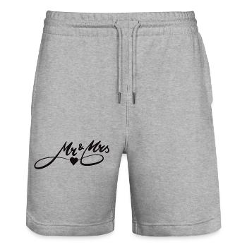 Romantisches Liebesdesign mit Herzmotiv - Stanley/Stella Unisex Bio Joggingshorts Trainer  - Grau meliert - Vorne - Nik (191cm) & Marisol (170cm)