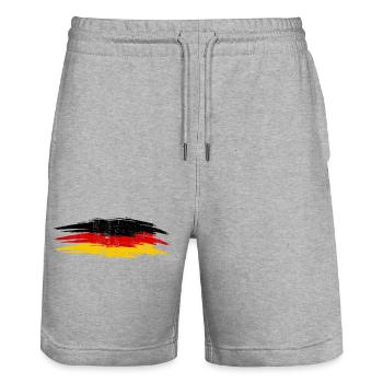 German Flag Brush - Stanley/Stella Trainer Unisex Organic Jogging Shorts - heather grey - Front - Nik (191cm) & Marisol (170cm)