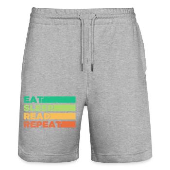 Conception vibrante et motivante du cycle alimentaire - Short de jogging bio TRAINER Stanley/Stella unisexe - gris chiné - Devant - Nik (191cm) & Marisol (170cm)