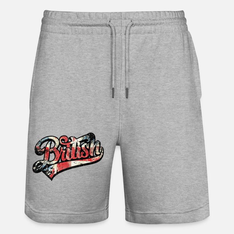British Pride Distressed Script Tee - Stanley/Stella Unisex Bio Joggingshorts Trainer  - Grau meliert