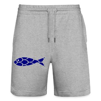 sardine. fish. April fool. sea. ocean - Stanley/Stella Trainer Unisex Organic Jogging Shorts - heather grey - Front - Nik (191cm) & Marisol (170cm)