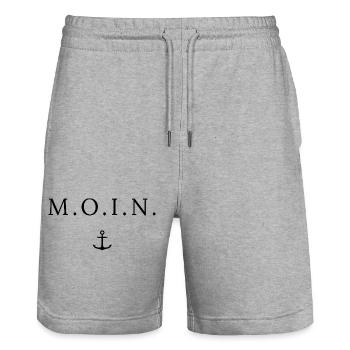 Moin Hamburg, Bremen, Sylt, Nordsee, Flensburg - Stanley/Stella Unisex Bio Joggingshorts Trainer  - Grau meliert - Vorne - Nik (191cm) & Marisol (170cm)