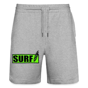 SURF. SURFEUR. SURFEUSE. SPORT. VACANCES. VOYAGE. - Short de jogging bio TRAINER Stanley/Stella unisexe - gris chiné - Devant - Nik (191cm) & Marisol (170cm)