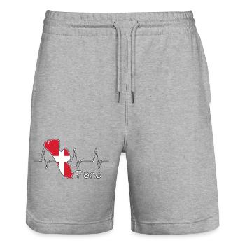 Fanø Fanö Herzschlag Dänemark Design - Stanley/Stella Unisex Bio Joggingshorts Trainer  - Grau meliert - Vorne - Nik (191cm) & Marisol (170cm)