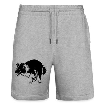 Border Collie - Short de jogging bio TRAINER Stanley/Stella unisexe - gris chiné - Devant - Nik (191cm) & Marisol (170cm)