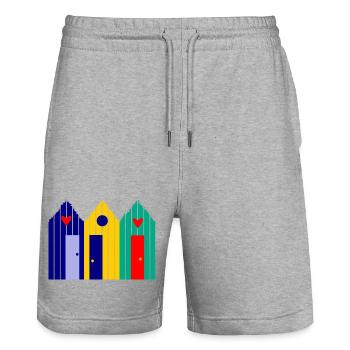 URLAUB. ES LEBE DER URLAUB. URLAUB. - STRAND. MEER - Stanley/Stella Unisex Bio Joggingshorts Trainer  - Grau meliert - Vorne - Nik (191cm) & Marisol (170cm)