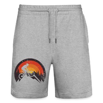 Sunset Ridge MTB Silhouette - Stanley/Stella Unisex Bio Joggingshorts Trainer  - Grau meliert - Vorne - Nik (191cm) & Marisol (170cm)