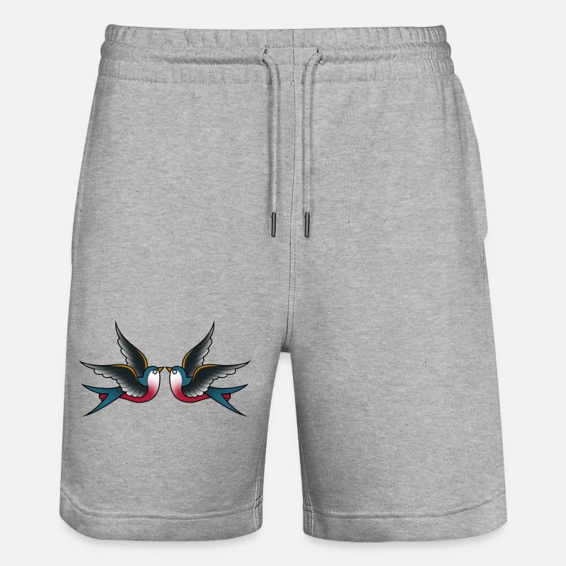 Tattoo traditionnel 2 hirondelles - Short de jogging bio TRAINER Stanley/Stella unisexe - gris chiné