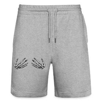 skeleton hands holding boobs - Stanley/Stella Trainer Unisex Organic Jogging Shorts - heather grey - Front - Nik (191cm) & Marisol (170cm)