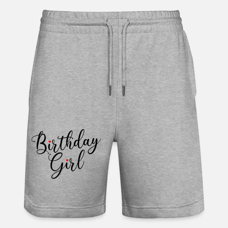 Fille d’anniversaire Script Coeurs - Short de jogging bio TRAINER Stanley/Stella unisexe - gris chiné