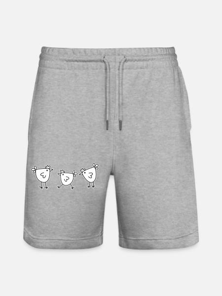 3 chickens hens feathered cattle - Stanley/Stella Trainer Unisex Organic Jogging Shorts - heather grey
