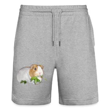 Meerschweinchen Rossi 2 - Stanley/Stella Unisex Bio Joggingshorts Trainer  - Grau meliert - Vorne - Nik (191cm) & Marisol (170cm)