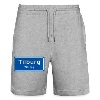 Panneau du nom de lieu de Tilburg - Short de jogging bio TRAINER Stanley/Stella unisexe - gris chiné - Devant - Nik (191cm) & Marisol (170cm)