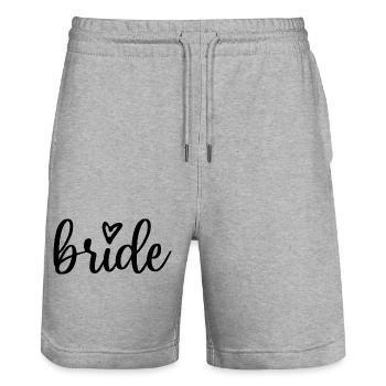Bride - Stanley/Stella Trainer Unisex Organic Jogging Shorts - heather grey - Front - Nik (191cm) & Marisol (170cm)