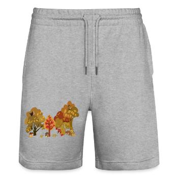 Silhouette de la faune de la forêt d’automne - Short de jogging bio TRAINER Stanley/Stella unisexe - gris chiné - Devant - Nik (191cm) & Marisol (170cm)