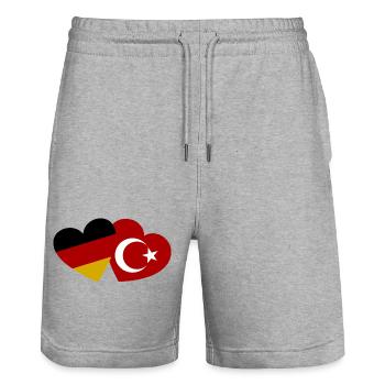 Amitié Turquie Allemagne - Short de jogging bio TRAINER Stanley/Stella unisexe - gris chiné - Devant - Nik (191cm) & Marisol (170cm)